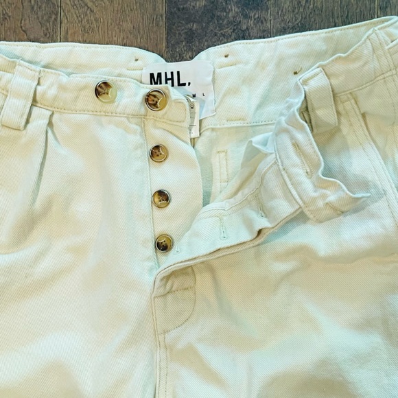 Ecru washed twill wide leg capri Sz M - Picture 7 of 8